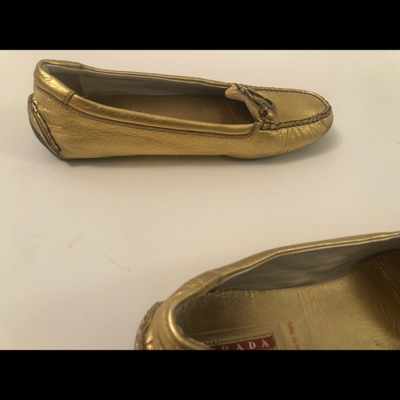 Prada Gold Leather Flats - Picture 5 of 15